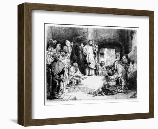 Christ Preaching, C.1652 (Etching)-Rembrandt van Rijn-Framed Giclee Print