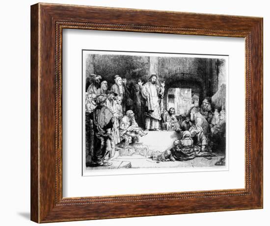 Christ Preaching, C.1652 (Etching)-Rembrandt van Rijn-Framed Giclee Print