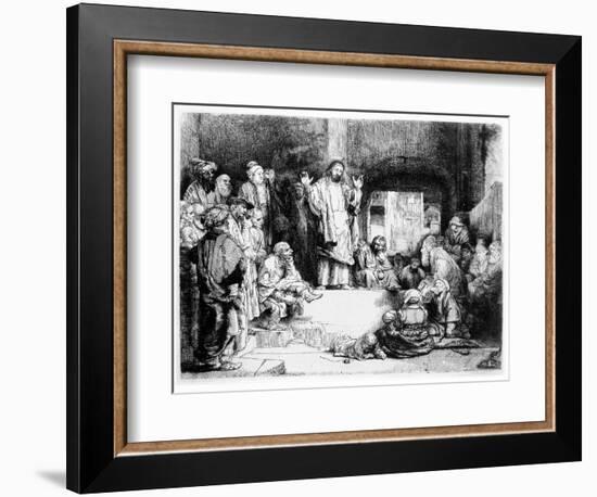 Christ Preaching, C.1652 (Etching)-Rembrandt van Rijn-Framed Giclee Print