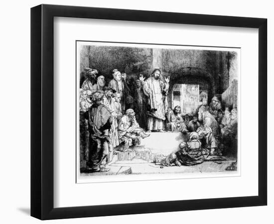 Christ Preaching, C.1652 (Etching)-Rembrandt van Rijn-Framed Giclee Print