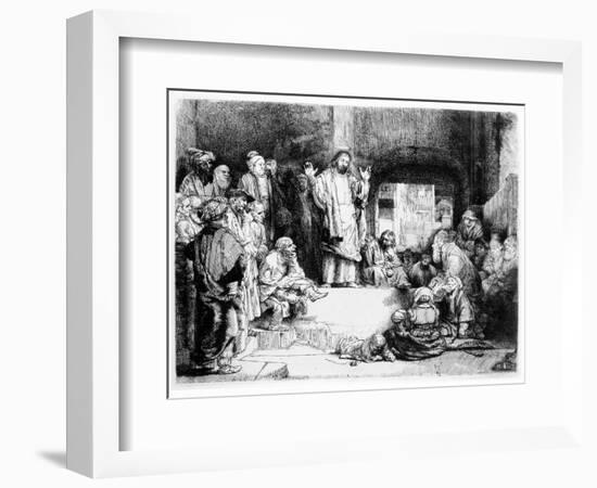 Christ Preaching, C.1652 (Etching)-Rembrandt van Rijn-Framed Giclee Print