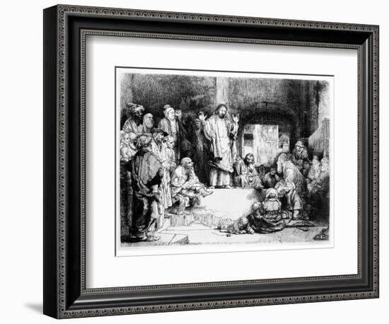 Christ Preaching, C.1652 (Etching)-Rembrandt van Rijn-Framed Giclee Print