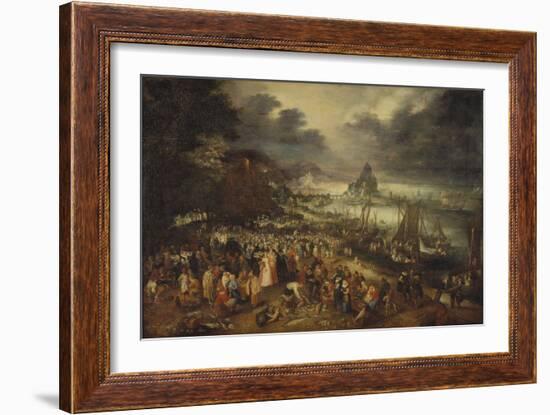 Christ Preaching from the Boat, 1606 (Oil on Panel)-Jan the Elder Brueghel-Framed Giclee Print