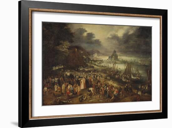 Christ Preaching from the Boat, 1606 (Oil on Panel)-Jan the Elder Brueghel-Framed Giclee Print