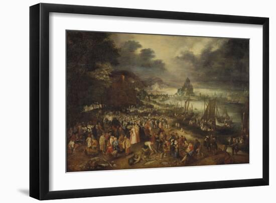 Christ Preaching from the Boat, 1606 (Oil on Panel)-Jan the Elder Brueghel-Framed Giclee Print