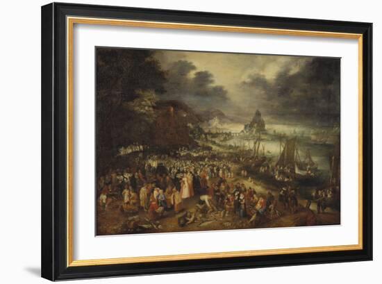 Christ Preaching from the Boat, 1606 (Oil on Panel)-Jan the Elder Brueghel-Framed Giclee Print