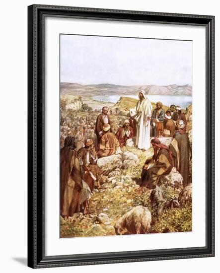 Christ Preaching to This Disciples and Others-William Brassey Hole-Framed Giclee Print