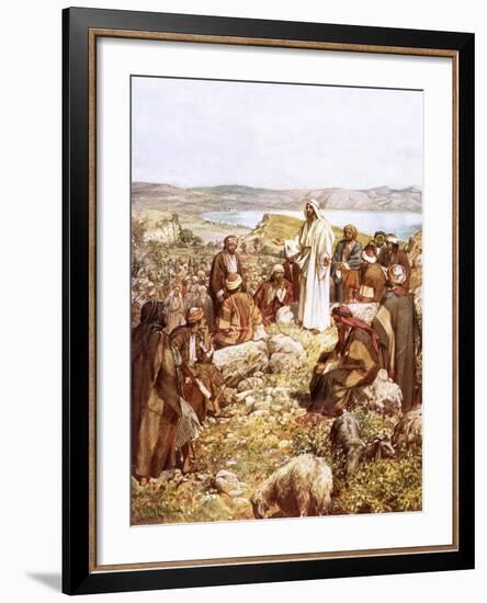 Christ Preaching to This Disciples and Others-William Brassey Hole-Framed Giclee Print