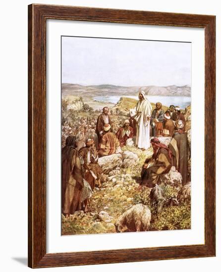 Christ Preaching to This Disciples and Others-William Brassey Hole-Framed Giclee Print