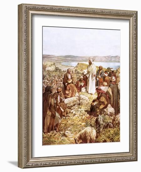 Christ Preaching to This Disciples and Others-William Brassey Hole-Framed Giclee Print