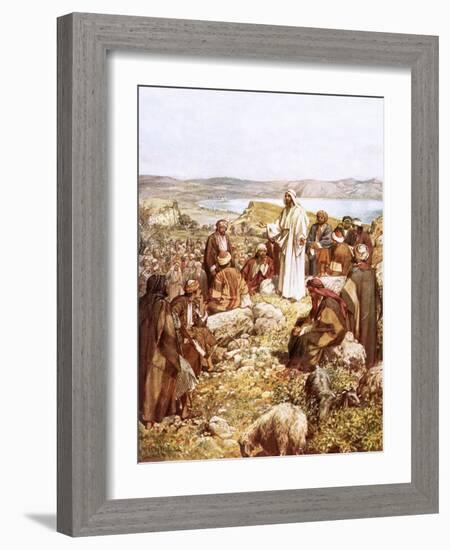 Christ Preaching to This Disciples and Others-William Brassey Hole-Framed Giclee Print