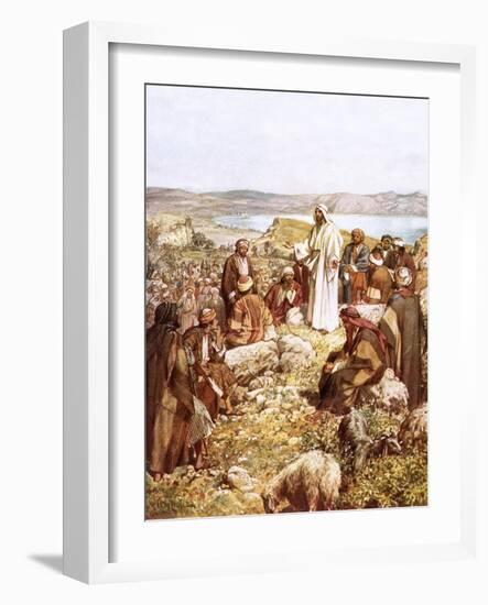 Christ Preaching to This Disciples and Others-William Brassey Hole-Framed Giclee Print