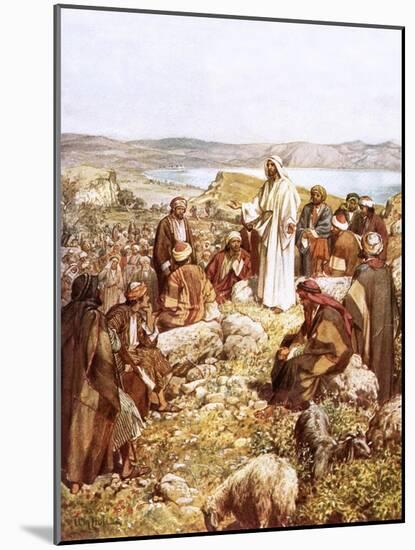 Christ Preaching to This Disciples and Others-William Brassey Hole-Mounted Giclee Print