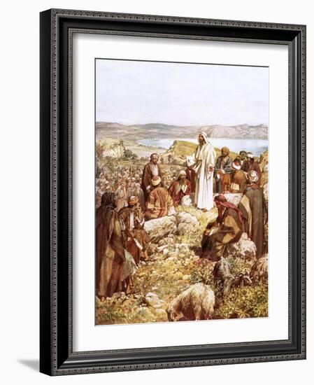 Christ Preaching to This Disciples and Others-William Brassey Hole-Framed Giclee Print