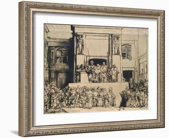 Christ Presented to the People: Oblong Plate, 1655 (Drypoint on Japan Paper)-Rembrandt van Rijn-Framed Giclee Print