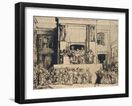 Christ Presented to the People: Oblong Plate, 1655 (Drypoint on Japan Paper)-Rembrandt van Rijn-Framed Giclee Print