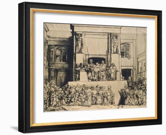 Christ Presented to the People: Oblong Plate, 1655 (Drypoint on Japan Paper)-Rembrandt van Rijn-Framed Giclee Print