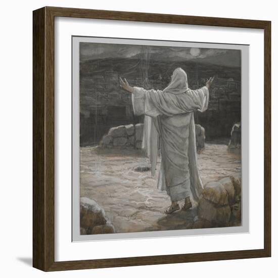 Christ Retreats to the Mountain at Night-James Tissot-Framed Giclee Print