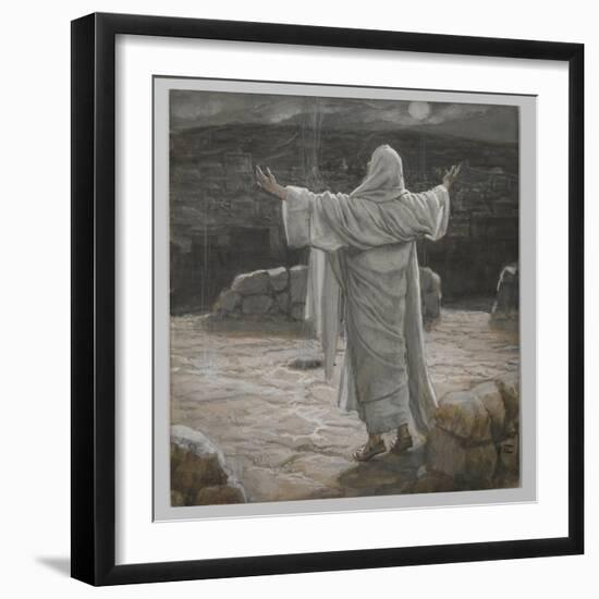 Christ Retreats to the Mountain at Night-James Tissot-Framed Giclee Print