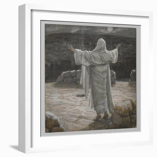 Christ Retreats to the Mountain at Night-James Tissot-Framed Giclee Print