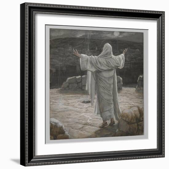 Christ Retreats to the Mountain at Night-James Tissot-Framed Giclee Print