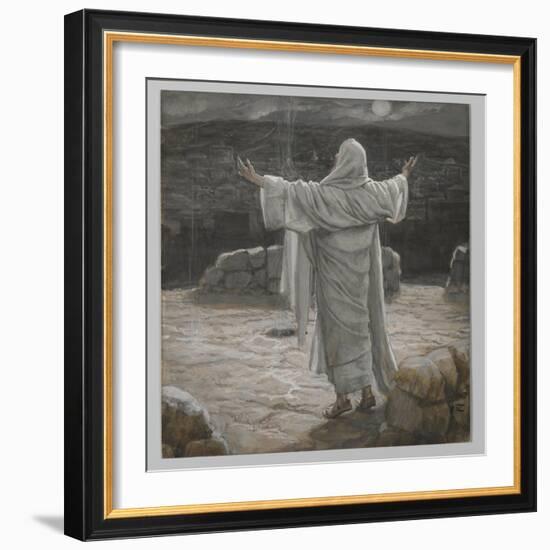 Christ Retreats to the Mountain at Night-James Tissot-Framed Giclee Print