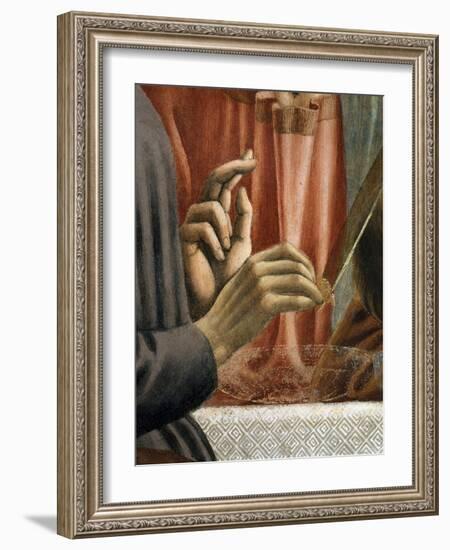 Christ's Hand Blessing, Judas' Hand Holding Bread, from the Last Supper, Fresco C.1444-50 (Detail)-Andrea Del Castagno-Framed Giclee Print