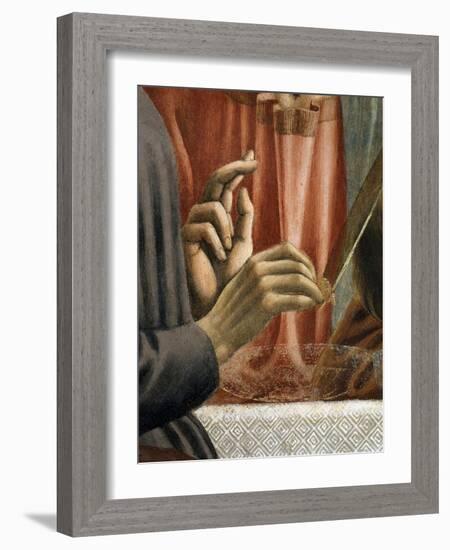 Christ's Hand Blessing, Judas' Hand Holding Bread, from the Last Supper, Fresco C.1444-50 (Detail)-Andrea Del Castagno-Framed Giclee Print