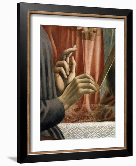 Christ's Hand Blessing, Judas' Hand Holding Bread, from the Last Supper, Fresco C.1444-50 (Detail)-Andrea Del Castagno-Framed Giclee Print