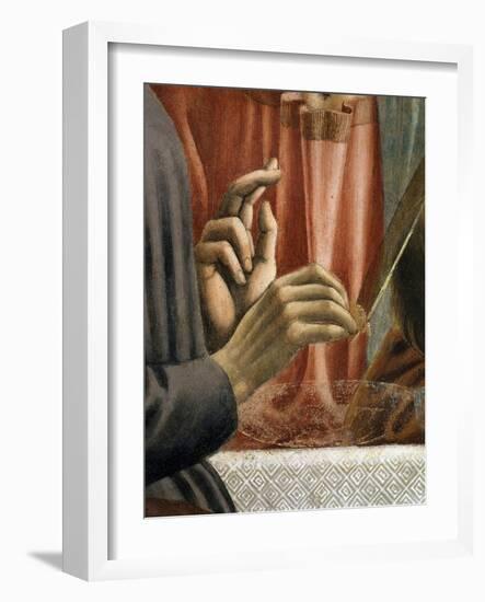 Christ's Hand Blessing, Judas' Hand Holding Bread, from the Last Supper, Fresco C.1444-50 (Detail)-Andrea Del Castagno-Framed Giclee Print