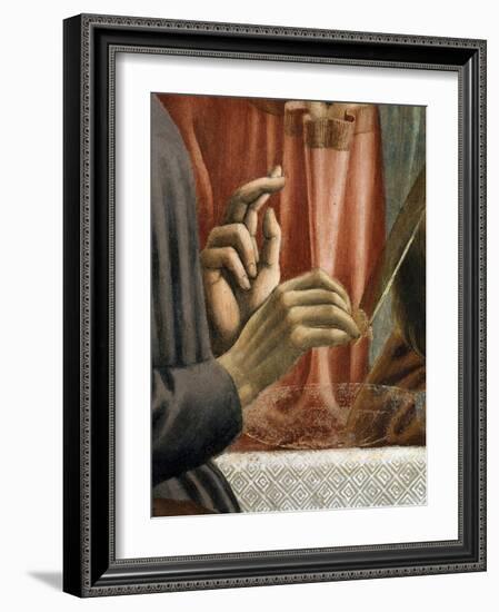 Christ's Hand Blessing, Judas' Hand Holding Bread, from the Last Supper, Fresco C.1444-50 (Detail)-Andrea Del Castagno-Framed Giclee Print
