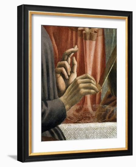 Christ's Hand Blessing, Judas' Hand Holding Bread, from the Last Supper, Fresco C.1444-50 (Detail)-Andrea Del Castagno-Framed Giclee Print