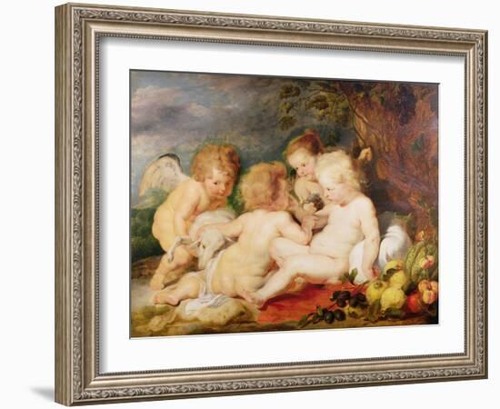 Christ, St. John, an Angel and a Little Girl-Rubens and Snyders-Framed Giclee Print