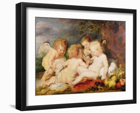 Christ, St. John, an Angel and a Little Girl-Rubens and Snyders-Framed Giclee Print