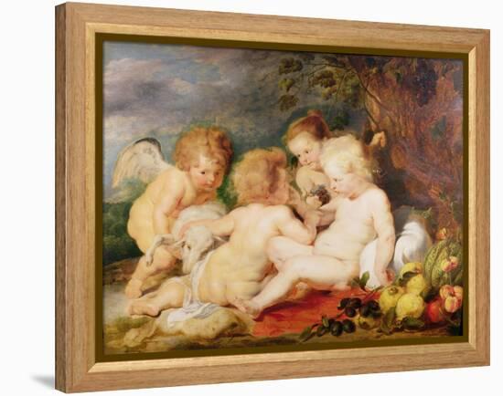 Christ, St. John, an Angel and a Little Girl-Rubens and Snyders-Framed Premier Image Canvas