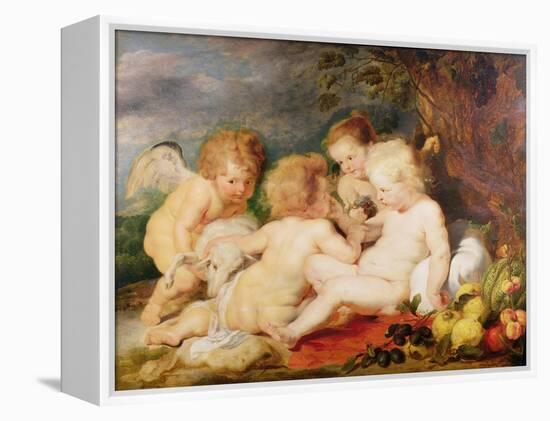 Christ, St. John, an Angel and a Little Girl-Rubens and Snyders-Framed Premier Image Canvas