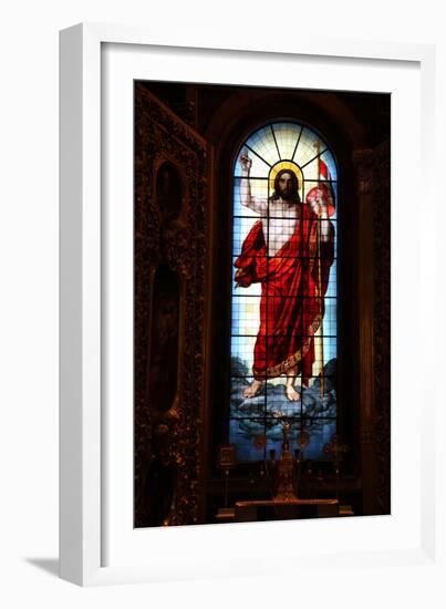 Christ, Stained Glass, St Isaac's Cathedral, St Petersburg, Russia, 2011-Sheldon Marshall-Framed Photographic Print