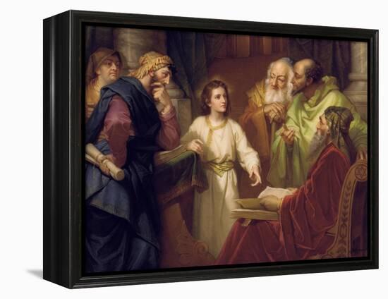 Christ Standing in the Temple Discussing the Scriptures with Five Robed Elders-null-Framed Premier Image Canvas