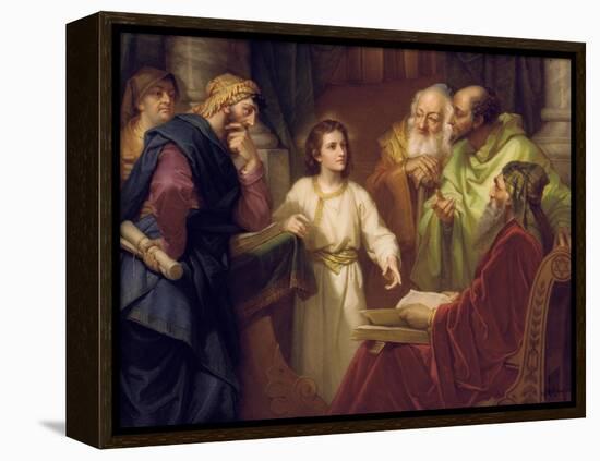 Christ Standing in the Temple Discussing the Scriptures with Five Robed Elders-null-Framed Premier Image Canvas