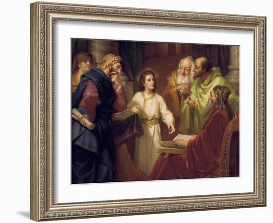 Christ Standing in the Temple Discussing the Scriptures with Five Robed Elders-null-Framed Giclee Print