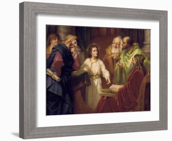 Christ Standing in the Temple Discussing the Scriptures with Five Robed Elders-null-Framed Giclee Print