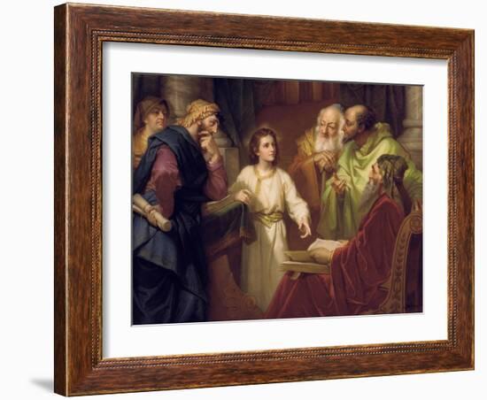 Christ Standing in the Temple Discussing the Scriptures with Five Robed Elders-null-Framed Giclee Print