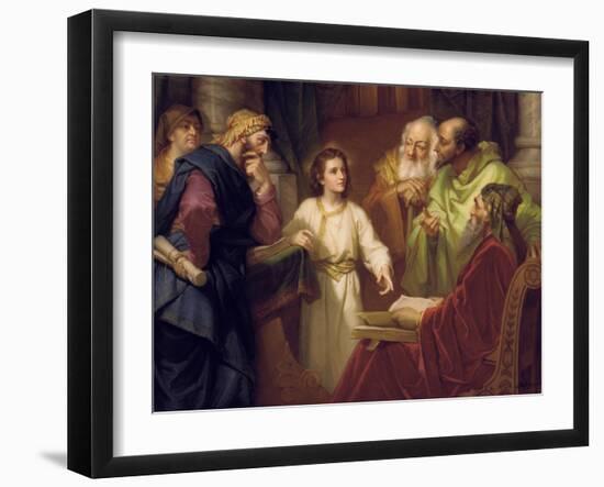 Christ Standing in the Temple Discussing the Scriptures with Five Robed Elders-null-Framed Giclee Print