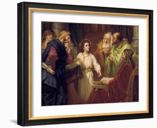 Christ Standing in the Temple Discussing the Scriptures with Five Robed Elders-null-Framed Giclee Print