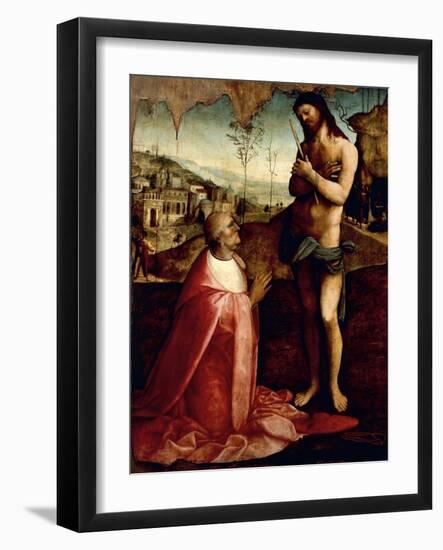 Christ Suffering and Cardinal Oliviero Carafa in Prayer-Cesare da Sesto-Framed Giclee Print