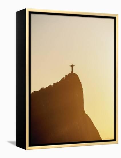 Christ the Redeemer and Corcovado Mountain at sunrise, Rio de Janeiro, Brazil, South America-Karol Kozlowski-Framed Premier Image Canvas