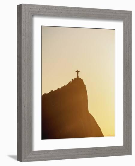 Christ the Redeemer and Corcovado Mountain at sunrise, Rio de Janeiro, Brazil, South America-Karol Kozlowski-Framed Photographic Print