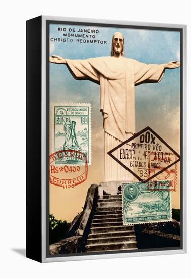 "Christ the Redeemer" Brazil Vintage Postcard Collage-Piddix-Framed Stretched Canvas