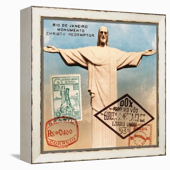 "Christ the Redeemer" Brazil Vintage Postcard Collage-Piddix-Framed Stretched Canvas