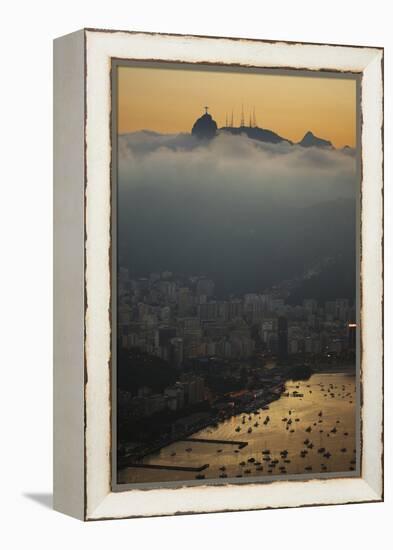 Christ the Redeemer Statue Above Rio De Janeiro at Sunset-Alex Saberi-Framed Premier Image Canvas